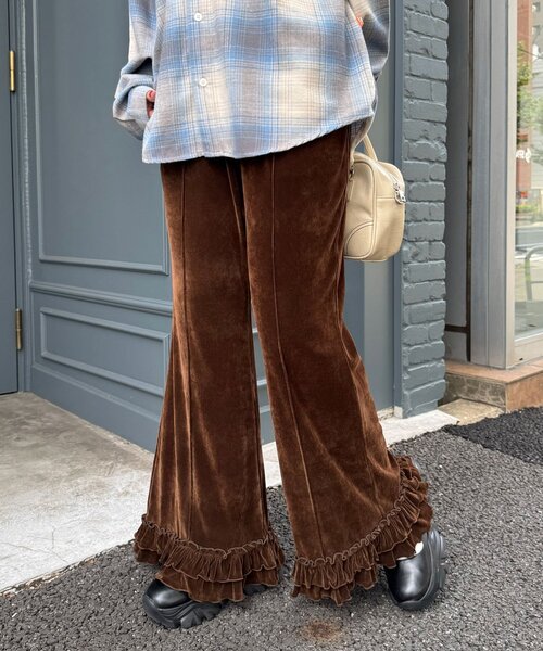 CIAOPANIC（チャオパニック）の「シアーフロッキーフリルイージーパンツ（その他パンツ・レディース・キャメル/ブラウン/グレー/カーキ/ブラック・SMALL/MEDIUM）」の3枚目の写真