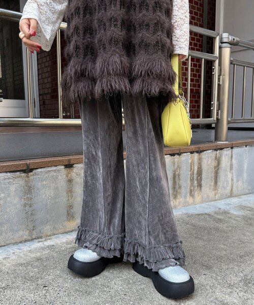 CIAOPANIC（チャオパニック）の「シアーフロッキーフリルイージーパンツ（その他パンツ・レディース・キャメル/ブラウン/グレー/カーキ/ブラック・SMALL/MEDIUM）」の2枚目の写真