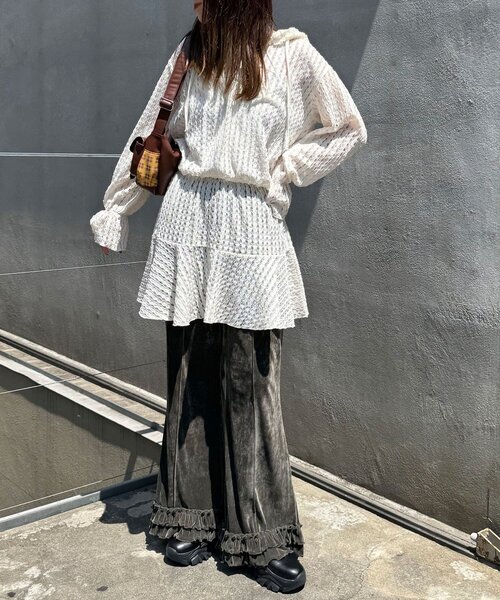 CIAOPANIC（チャオパニック）の「シアーフロッキーフリルイージーパンツ（その他パンツ・レディース・キャメル/ブラウン/グレー/カーキ/ブラック・SMALL/MEDIUM）」の15枚目の写真