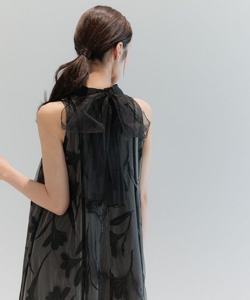 Andemiu（アンデミュウ）の「【選べる着丈/結婚式/二次会/謝恩会】バックリボンシシュウドレス579326（ドレス・レディース・ブラック/ブルーグレー・FREE/フリー）」の5枚目の写真