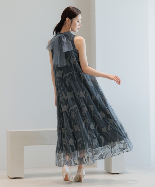 Andemiu（アンデミュウ）の「【選べる着丈/結婚式/二次会/謝恩会】バックリボンシシュウドレス579326（ドレス・レディース・ブラック/ブルーグレー・FREE/フリー）」の12枚目の写真