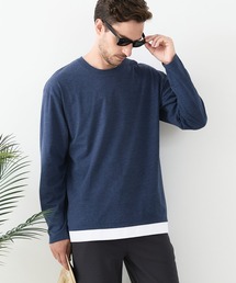【汗染みの目立ちにくいTシャツ ZEROSTAIN/ゼロステイン】フェイクレイヤードBIGロンT 防汚 UVカット