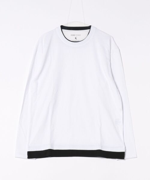 LB/S (エルビーエス)の「【汗染みの目立ちにくいTシャツ ZEROSTAIN/ゼロステイン】フェイクレイヤードBIGロンT 防汚 UVカット(Tシャツ/カットソー・メンズ・ブルー/オフホワイト/ブラック/ホワイト・MEDIUM/LARGE/X-LARGE)」の8枚目の写真