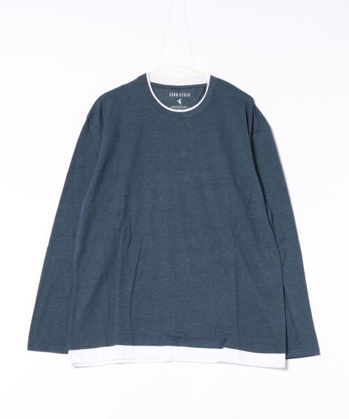 LB/S (エルビーエス)の「【汗染みの目立ちにくいTシャツ ZEROSTAIN/ゼロステイン】フェイクレイヤードBIGロンT 防汚 UVカット(Tシャツ/カットソー・メンズ・ブルー/オフホワイト/ブラック/ホワイト・MEDIUM/LARGE/X-LARGE)」の11枚目の写真