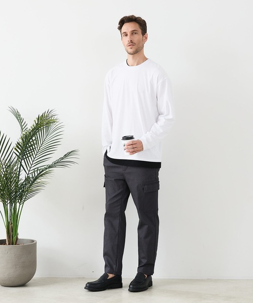 LB/S (エルビーエス)の「【汗染みの目立ちにくいTシャツ ZEROSTAIN/ゼロステイン】フェイクレイヤードBIGロンT 防汚 UVカット(Tシャツ/カットソー・メンズ・ブルー/オフホワイト/ブラック/ホワイト・MEDIUM/LARGE/X-LARGE)」の12枚目の写真