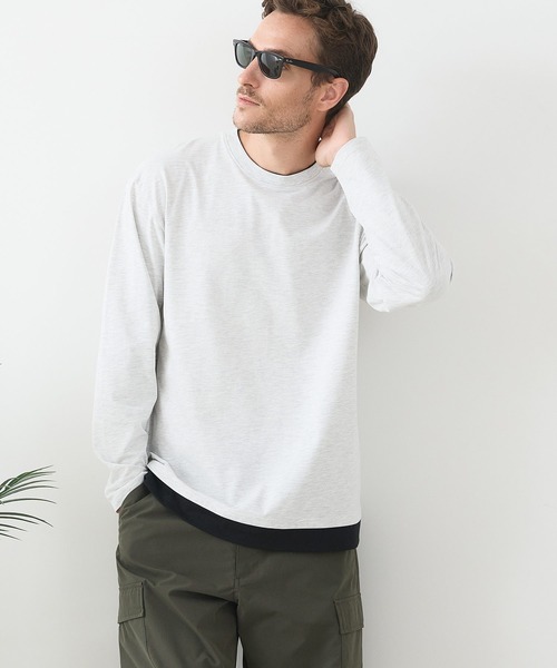 LB/S (エルビーエス)の「【汗染みの目立ちにくいTシャツ ZEROSTAIN/ゼロステイン】フェイクレイヤードBIGロンT 防汚 UVカット(Tシャツ/カットソー・メンズ・ブルー/オフホワイト/ブラック/ホワイト・MEDIUM/LARGE/X-LARGE)」の21枚目の写真