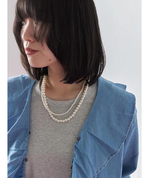 Samansa Mos2 blue（サマンサモスモスブルー）の「2連パールネックレス（ネックレス・レディース・シルバー・F）」の14枚目の写真