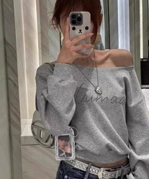 Mayree（メイリー）の「【LAMPOON】ラインストーンオフショルスエット（Tシャツ/カットソー）」