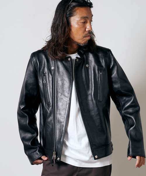 【新品】今季！ドロストライダースジャケット BK　完売品 SITRY（シトリー） 革ジャン ライダース Real leather Cowhide UK