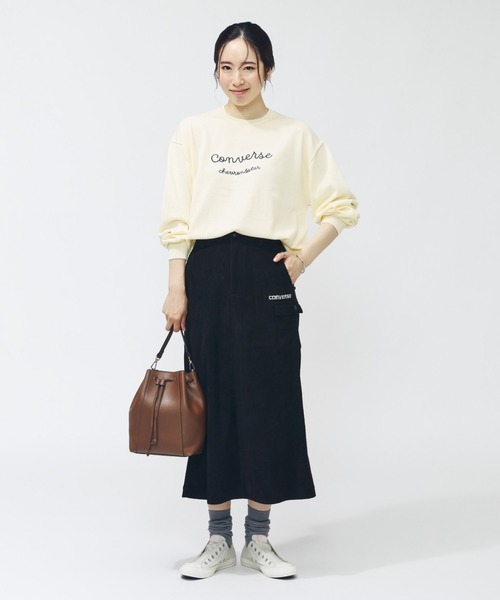 CONVERSE(コンバース)の「コンバース AP EBニット(ニット/セーター・レディース・グレー/ダークグリーン/アイボリー・L/M)」の2枚目の写真