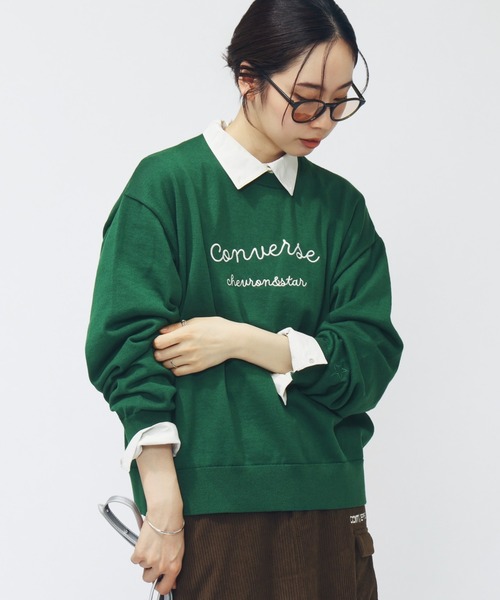 CONVERSE(コンバース)の「コンバース AP EBニット(ニット/セーター・レディース・グレー/ダークグリーン/アイボリー・L/M)」の3枚目の写真