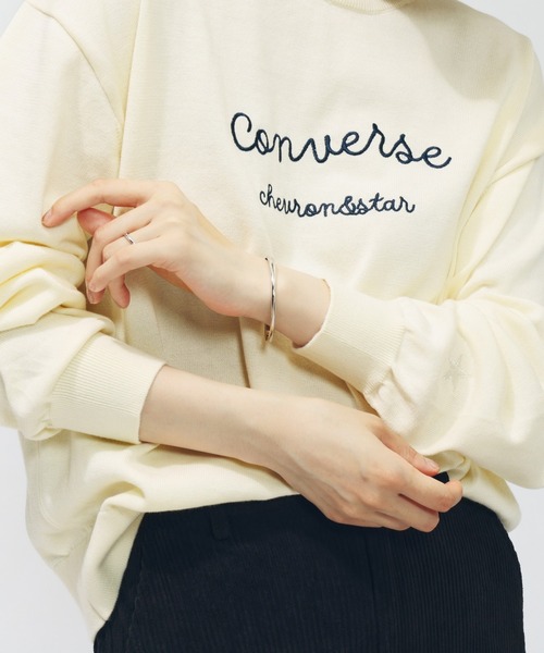 CONVERSE(コンバース)の「コンバース AP EBニット(ニット/セーター・レディース・グレー/ダークグリーン/アイボリー・L/M)」の4枚目の写真