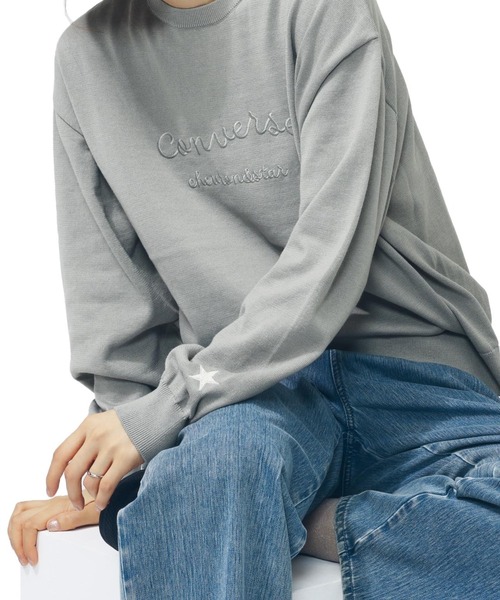 CONVERSE(コンバース)の「コンバース AP EBニット(ニット/セーター・レディース・グレー/ダークグリーン/アイボリー・L/M)」の9枚目の写真