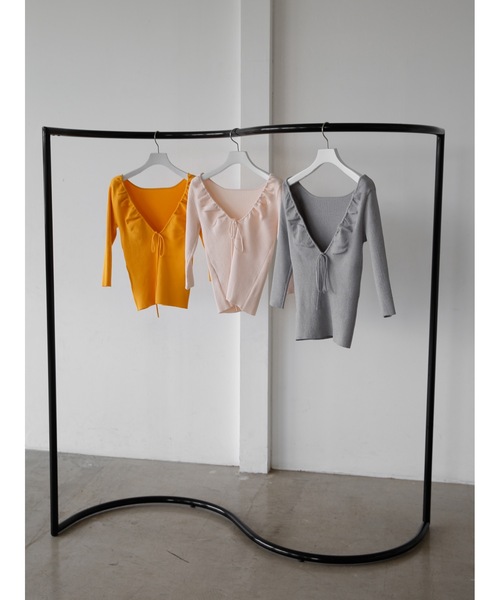 Katrin TOKYO（カトリーントーキョー）の「back ribbon knit（ニット/セーター・レディース・オレンジ/ピンク/ライトグレー・XS/FREE）」の4枚目の写真