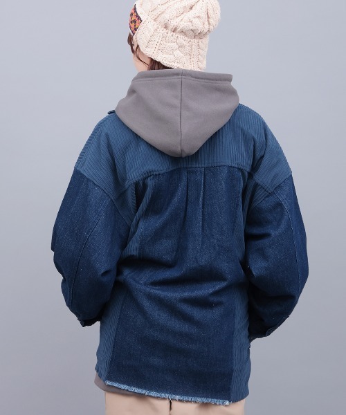 チチカカ（チチカカ）の「デニムコールパッチシャツ（シャツ/ブラウス・レディース・インディゴブルー/アイボリー/ブラック・FREE）」の7枚目の写真