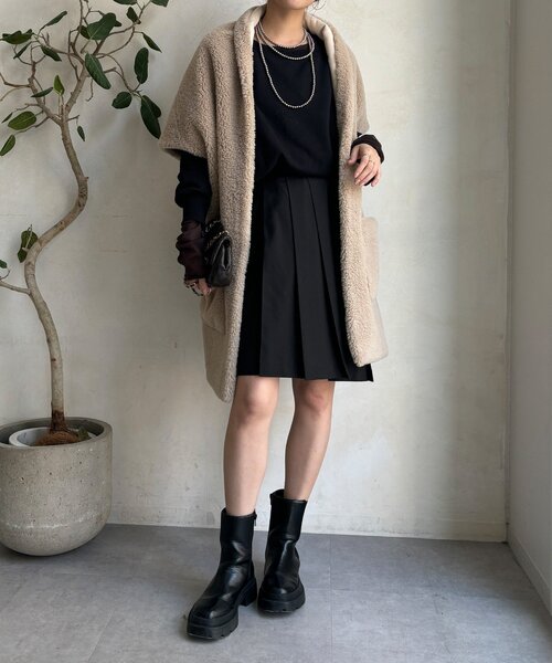 DouDou（ドゥドゥ）の「ミドル丈プリーツスカート（スカート・レディース・ブラウン/グレー/ブラック・FREE）」の5枚目の写真