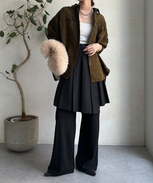 DouDou（ドゥドゥ）の「ミドル丈プリーツスカート（スカート・レディース・ブラウン/グレー/ブラック・FREE）」の9枚目の写真