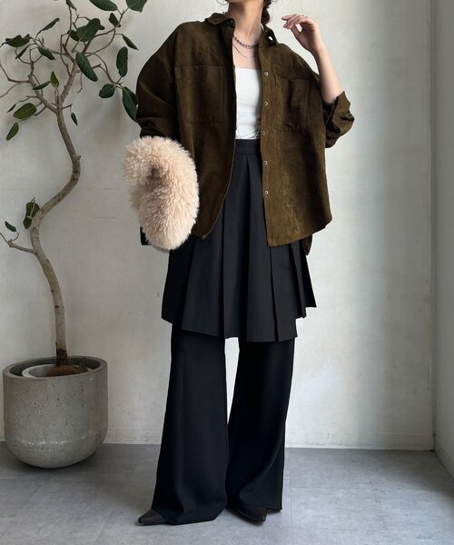 DouDou（ドゥドゥ）の「ミドル丈プリーツスカート（スカート・レディース・ブラウン/グレー/ブラック・FREE）」の10枚目の写真