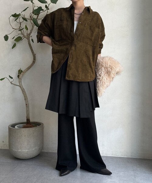 DouDou（ドゥドゥ）の「ミドル丈プリーツスカート（スカート・レディース・ブラウン/グレー/ブラック・FREE）」の11枚目の写真