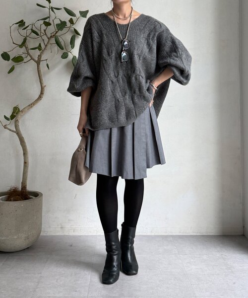 DouDou（ドゥドゥ）の「ミドル丈プリーツスカート（スカート・レディース・ブラウン/グレー/ブラック・FREE）」の16枚目の写真