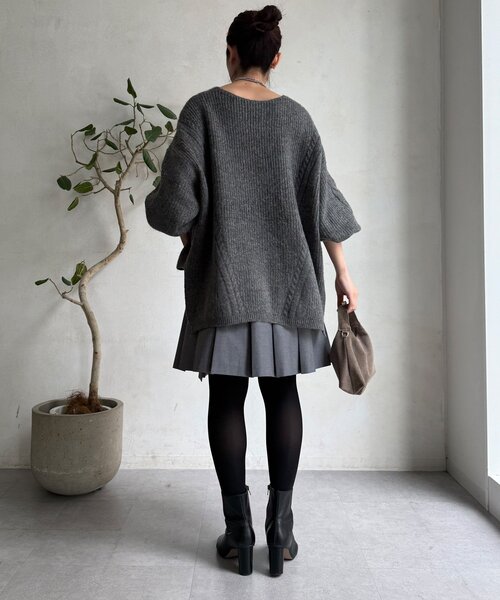 DouDou（ドゥドゥ）の「ミドル丈プリーツスカート（スカート・レディース・ブラウン/グレー/ブラック・FREE）」の17枚目の写真