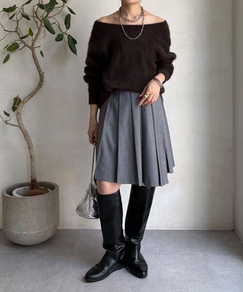 DouDou（ドゥドゥ）の「ミドル丈プリーツスカート（スカート・レディース・ブラウン/グレー/ブラック・FREE）」の22枚目の写真