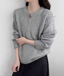 ハーフジップ」に該当するニット/セーター（グレー/灰色系・無地