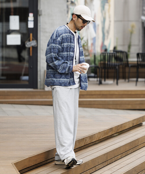 ビッグシルエット ワンポイントロゴ フリーススナップ カーディガン