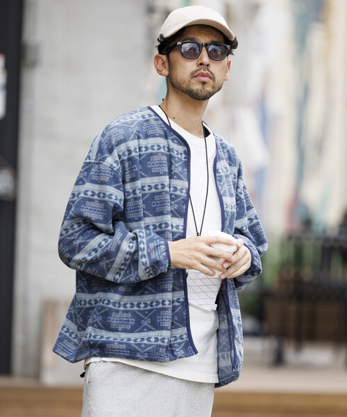 セール】ビッグシルエット ワンポイントロゴ フリーススナップ