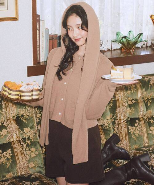 earth music&ecology（アースミュージックアンドエコロジー）の「パウダーシャギーフーディーマフラー（マフラー・レディース・グレー/ブラック/ベージュ/ピンク・FREE）」の21枚目の写真