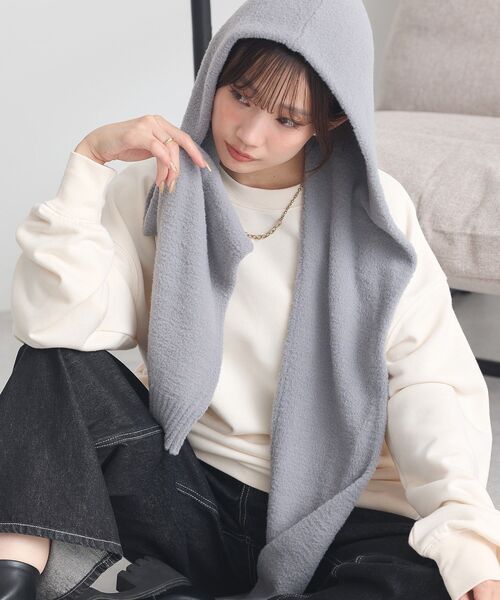 earth music&ecology（アースミュージックアンドエコロジー）の「パウダーシャギーフーディーマフラー（マフラー・レディース・グレー/ブラック/ベージュ/ピンク・FREE）」の18枚目の写真