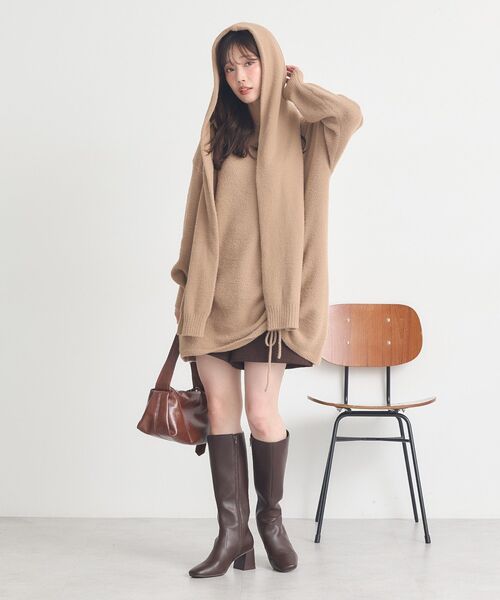 earth music&ecology（アースミュージックアンドエコロジー）の「パウダーシャギーフーディーマフラー（マフラー・レディース・グレー/ブラック/ベージュ/ピンク・FREE）」の14枚目の写真