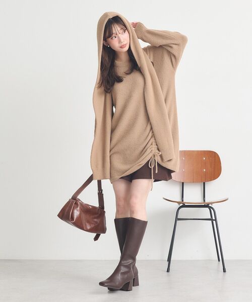 earth music&ecology（アースミュージックアンドエコロジー）の「パウダーシャギーフーディーマフラー（マフラー・レディース・グレー/ブラック/ベージュ/ピンク・FREE）」の13枚目の写真