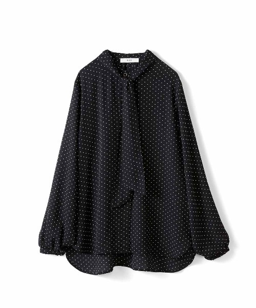 IEDIT（イディット）の「ＩＥＤＩＴ　気分で印象変化を楽しむ２ーＷＡＹモノトーンプリントブラウス（シャツ/ブラウス・レディース・ブラック/グレー系その他/ブラック系その他・M/L/LL/3L/S）」の2枚目の写真