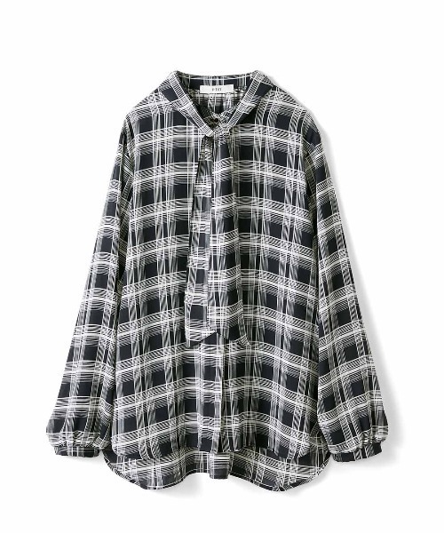 IEDIT（イディット）の「ＩＥＤＩＴ　気分で印象変化を楽しむ２ーＷＡＹモノトーンプリントブラウス（シャツ/ブラウス・レディース・ブラック/グレー系その他/ブラック系その他・M/L/LL/3L/S）」の9枚目の写真