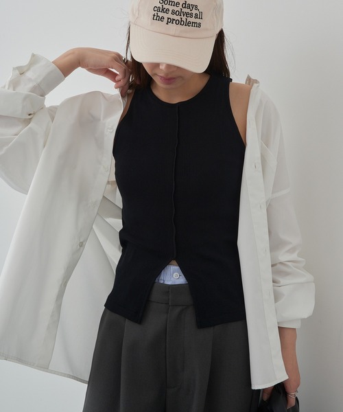 MILLER(ミラー)の「【Robert P. Miller】パネルリブスリットタンク RM261-2261(タンクトップ・レディース・アイボリー/ブラック/ライトグレー/レッド/その他2/その他6/レッド系その他2/その他5/その他4/マルチ/その他3/ブラウン/ネイビー/イエロー/グリーン/ブルー・FREE)」の3枚目の写真