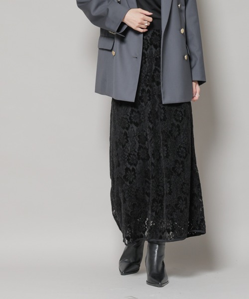 NANO universe(ナノユニバース)の「起毛レーススカート(スカート・レディース・ブラック/アイボリー/ブラウン・FREE)」の18枚目の写真