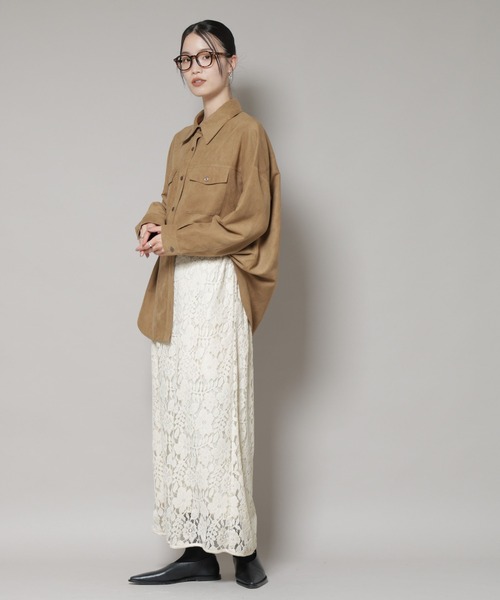 NANO universe(ナノユニバース)の「起毛レーススカート(スカート・レディース・ブラック/アイボリー/ブラウン・FREE)」の6枚目の写真