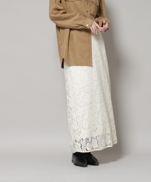 NANO universe(ナノユニバース)の「起毛レーススカート(スカート・レディース・ブラック/アイボリー/ブラウン・FREE)」の4枚目の写真