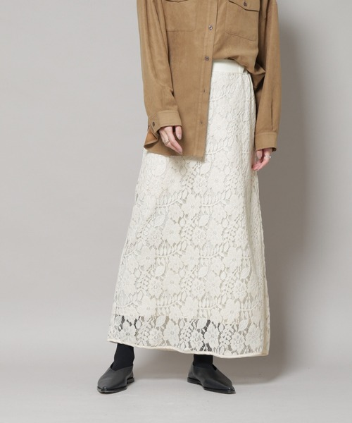 NANO universe(ナノユニバース)の「起毛レーススカート(スカート・レディース・ブラック/アイボリー/ブラウン・FREE)」の5枚目の写真