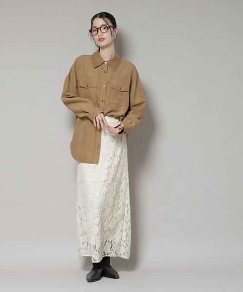 NANO universe(ナノユニバース)の「起毛レーススカート(スカート・レディース・ブラック/アイボリー/ブラウン・FREE)」の9枚目の写真