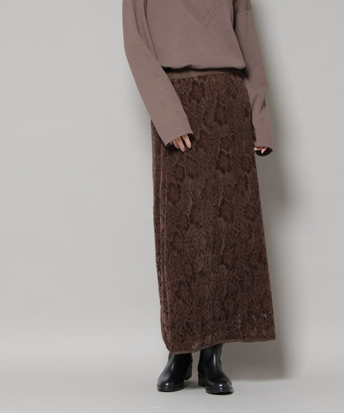 NANO universe(ナノユニバース)の「起毛レーススカート(スカート・レディース・ブラック/アイボリー/ブラウン・FREE)」の11枚目の写真