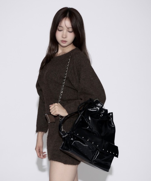 tinkerend(ティンカーエンド)の「Faux Leather Studded Backpack / フェイクレザースタッズバックパック 4WAY(ショルダーバッグ・レディース・ブラック・FREE)」の21枚目の写真
