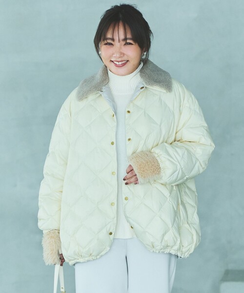 セール】【野呂佳代さん着用】TAIONコラボ ボア襟 リバーシブルダウン