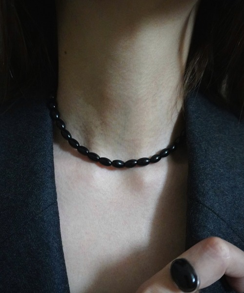 stan（スタン）の「oval black onyx necklace（ネックレス・レディース・ブラック・FREE）」の2枚目の写真