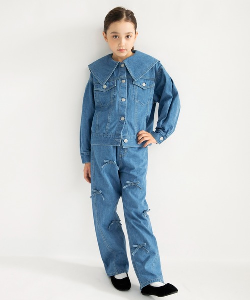 EDWIN(エドウィン)の「【Ou? by EDWIN】リボン付きデニムパンツ(デニムパンツ・キッズ・ブルー/ネイビー・90/100/110/140/120/130/150)」の16枚目の写真