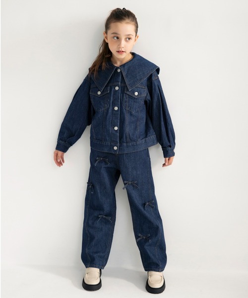 EDWIN(エドウィン)の「【Ou? by EDWIN】リボン付きデニムパンツ(デニムパンツ・キッズ・ブルー/ネイビー・90/100/110/140/120/130/150)」の3枚目の写真