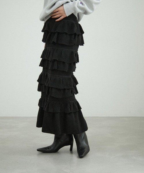 フリルニットスカート（スカート）｜ADAM ET ROPE'（アダムエロペ）の