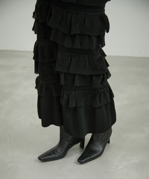 ADAM ET ROPE'（アダムエロペ）の「フリルニットスカート（スカート・レディース・ダークブラウン/ブラック/グレー系その他・FREE）」の13枚目の写真