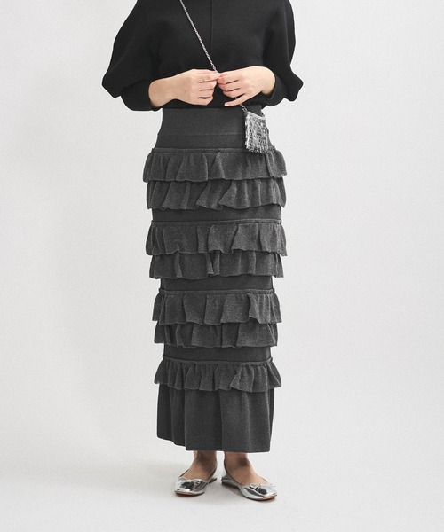 ADAM ET ROPE'（アダムエロペ）の「フリルニットスカート（スカート・レディース・ダークブラウン/ブラック/グレー系その他・FREE）」の14枚目の写真